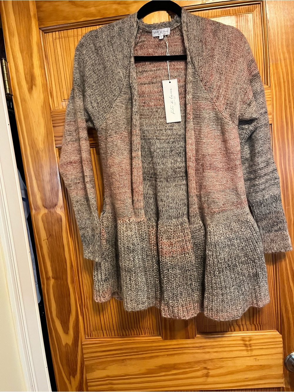 Open-Front Gradient gray & rose Women's Cardigan
